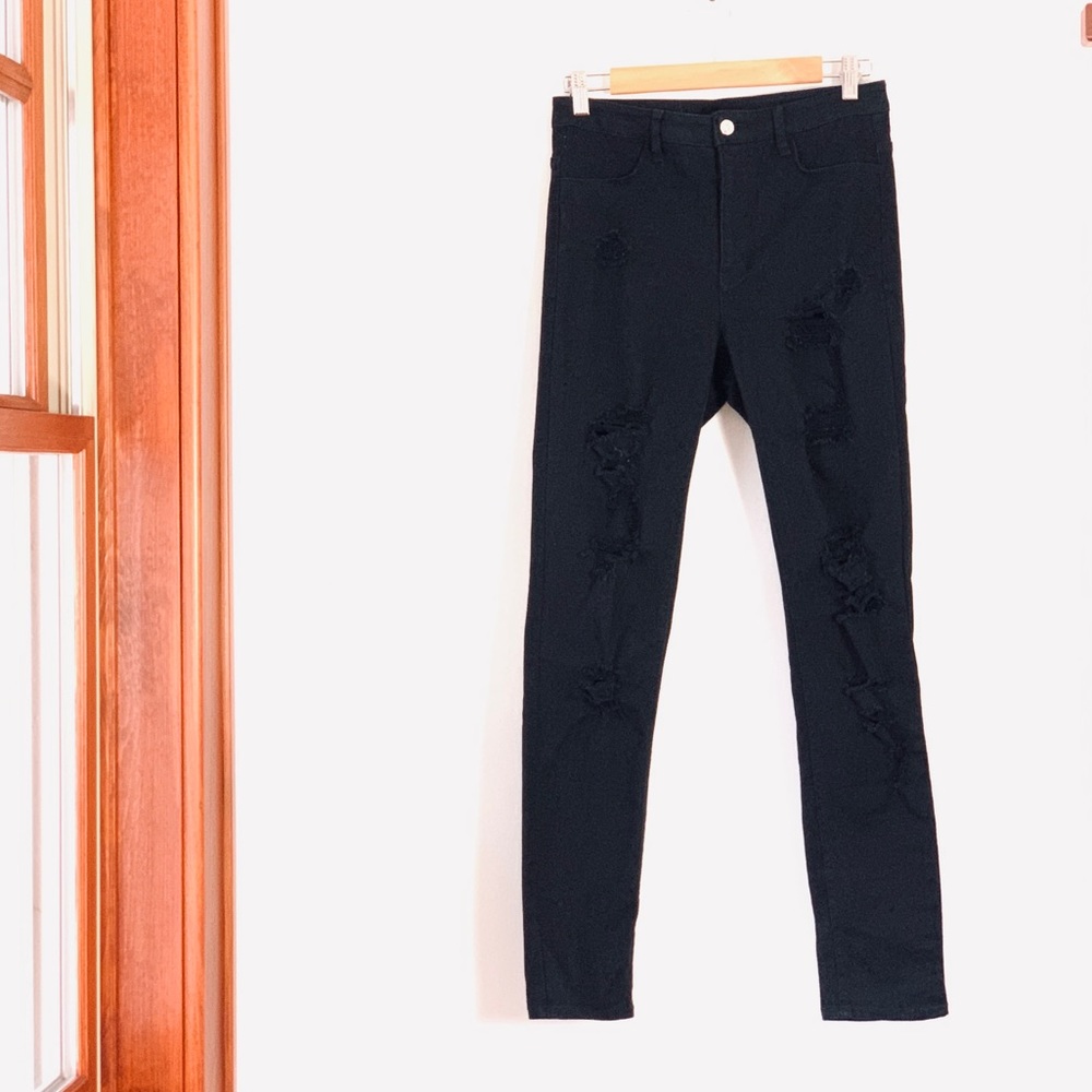 Divided H&M Black Distressed Skinny Jeans